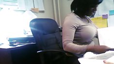 thẳng thắn thư ký busty đen