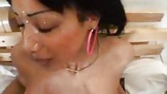 Ả Rập cô gái được 3 cumshots trên khuôn mặt